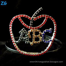 Wholesale Crystal Hair Accessories Red Apple Kids Tiara, Red Apple Princess Tiara For Girls